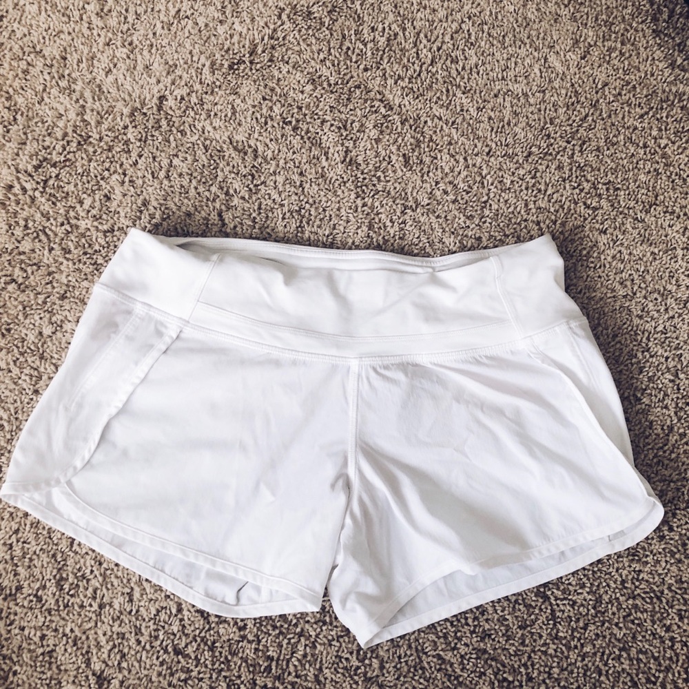 White lululemon running shorts